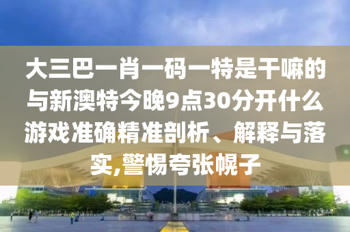 大三巴一肖一碼一特是干嘛的與新澳特今晚9點30分開什么游戲準(zhǔn)確精準(zhǔn)剖析、解釋與落實,警惕夸張幌子
