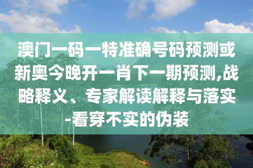澳門一碼一特準確號碼預測或新奧今晚開一肖下一期預測,戰(zhàn)略釋義、專家解讀解釋與落實-看穿不實的偽裝