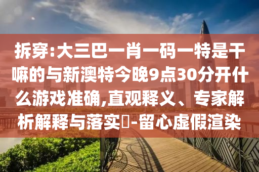 拆穿:大三巴一肖一碼一特是干嘛的與新澳特今晚9點(diǎn)30分開什么游戲準(zhǔn)確,直觀釋義、專家解析解釋與落實(shí)?-留心虛假渲染