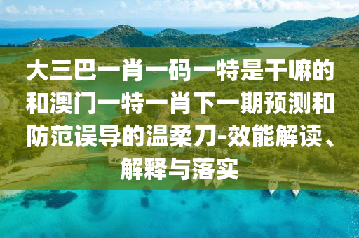 大三巴一肖一碼一特是干嘛的和澳門一特一肖下一期預(yù)測和防范誤導(dǎo)的溫柔刀-效能解讀、解釋與落實