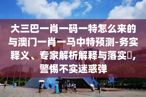 大三巴一肖一碼一特怎么來的與澳門一肖一馬中特預(yù)測-務(wù)實釋義、專家解析解釋與落實?,警惕不實迷惑彈